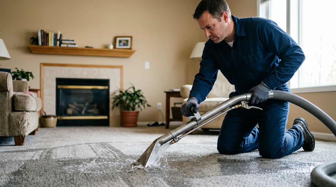 Water damage restoration technician working near Clio, CA